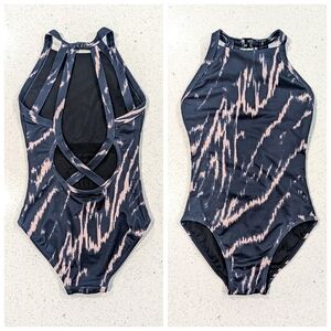 MSRP $78 JoJox Jo Jax Large YL Gymnastics Dance Leotard Tiger STRAPPY SWOOP BACK